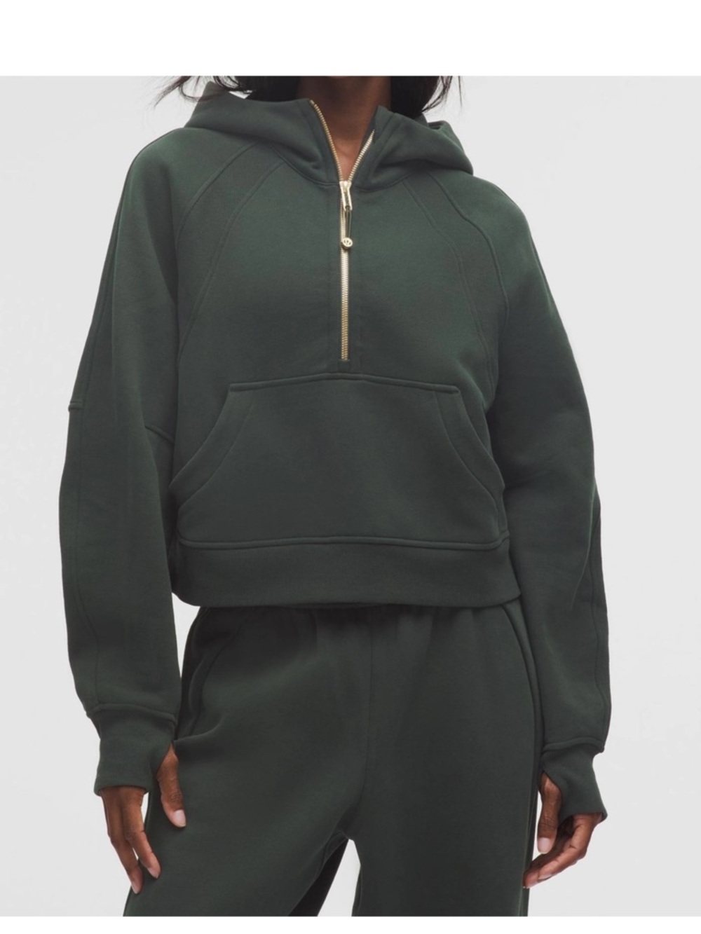 Lulu Lemon Dark Green Half-Zip Scuba M/L